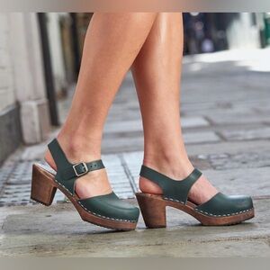 Lotta From Stockholm Clog Sandals In Green On Brown Base Size EUR 40